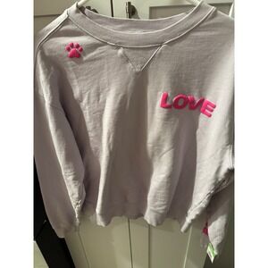 Wildfox Sweatshirt Women Size S Lilac Pink Paw Love Dogs Me Graphic Fleece